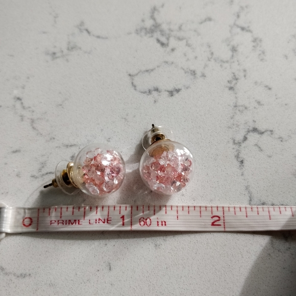 Korean clear ball gems stud earrings - Picture 3 of 5